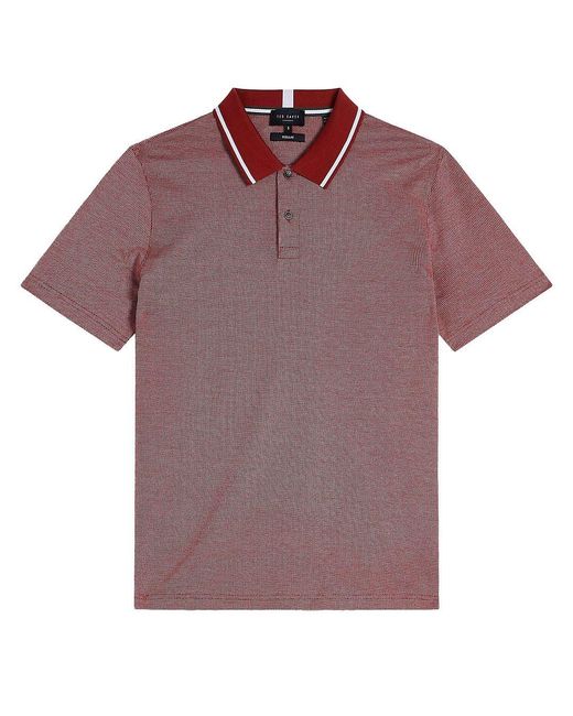 Ted Baker Purple Arts Mini Jacquard Stitch Polo Shirt Cotton for men