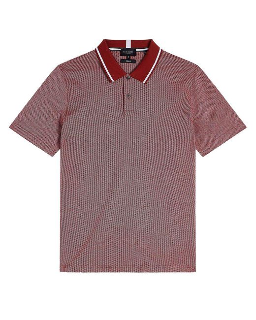 Ted Baker Purple Arts Mini Jacquard Stitch Polo Shirt Cotton for men