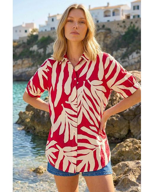Roman Abstract Print Collared Shirt