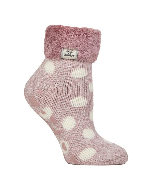 Heat Holders Pink Ladies Cuddly Fluffy Sliper Bed Socks With Feather Top