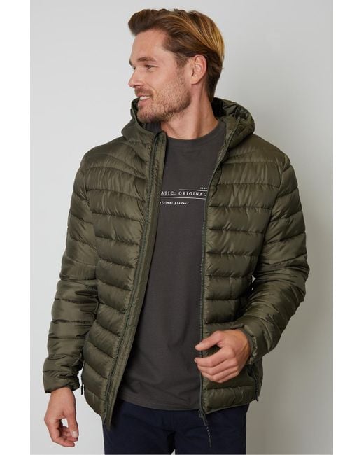 Threadbare Brown Padded Hooded Jacket With Storm Guard for men