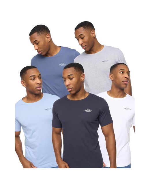 Crosshatch Blue Basicnatural T-Shirt (Pack Of 5) /Denim/ Marl) Cotton for men