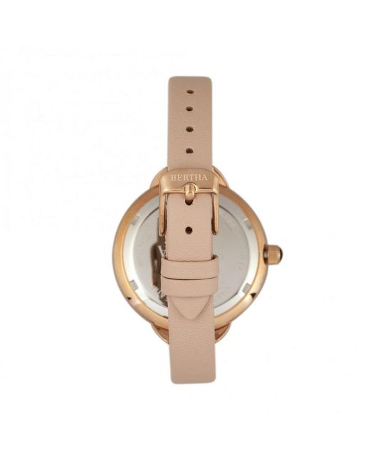 Bertha Metallic Madison Sunray Dial Leather-Band Watch