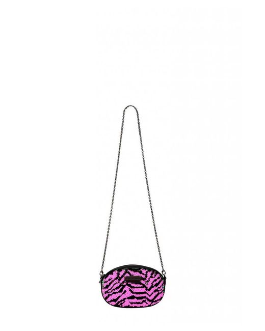 Claudia Canova Purple Emi Oval Shaped Zip Top Sequin Belt Bag