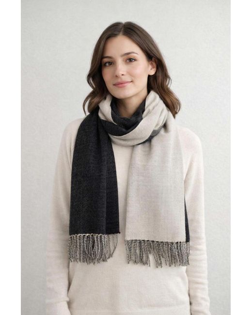 SVNX Blue Reversible Two-Tone Cashmere Blend Scarf With Tassels