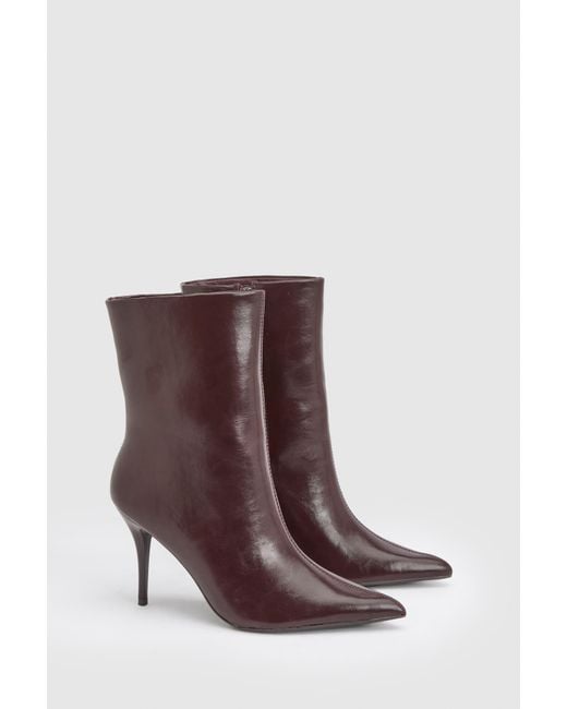Faith Brown Yasmin Faux Leather High Stiletto Ankle Boots