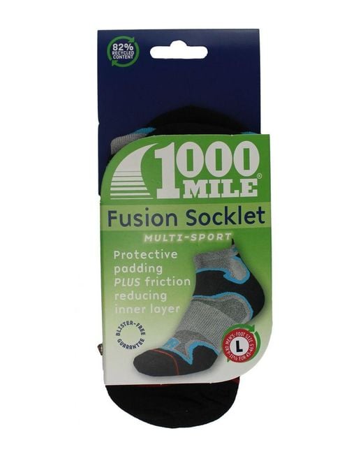 1000 Mile Socks Blue Fusion Ankle Repreve Padded Anti Blister for men
