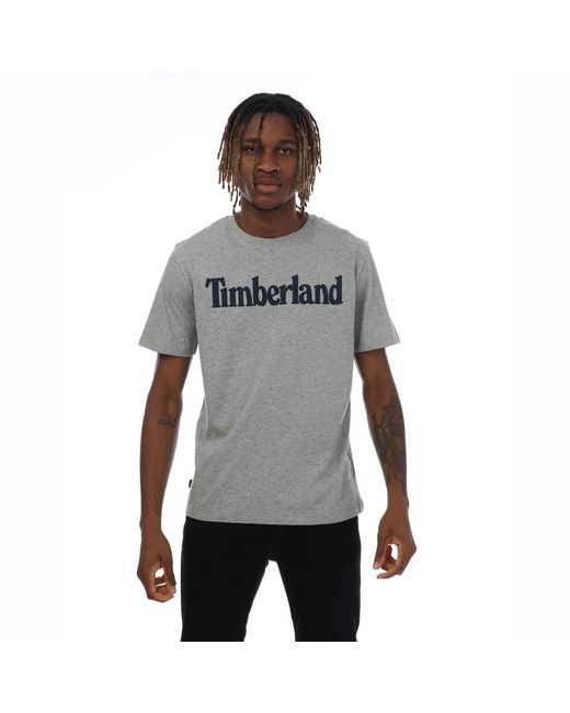 Timberland Gray Northwood Wordmark Logo T-Shirt for men