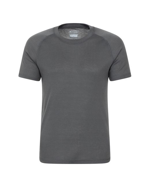Mountain Warehouse Gray 'Talus' Thermal Base Layer Tee Quick Drying Breathable Winter Top for men