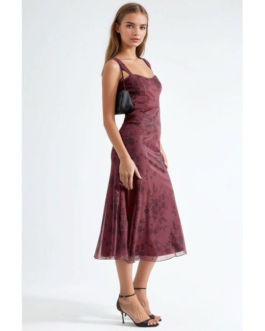 Hiccup Red Flowering Heart Collar Midi Dress