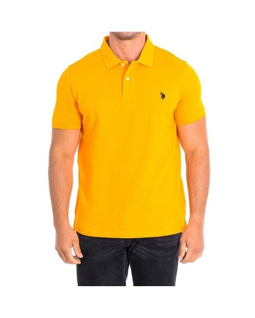 U.S. POLO ASSN. Yellow King Short Sleeve With Contrast Lapel Collar 61423 Man Cotton for men