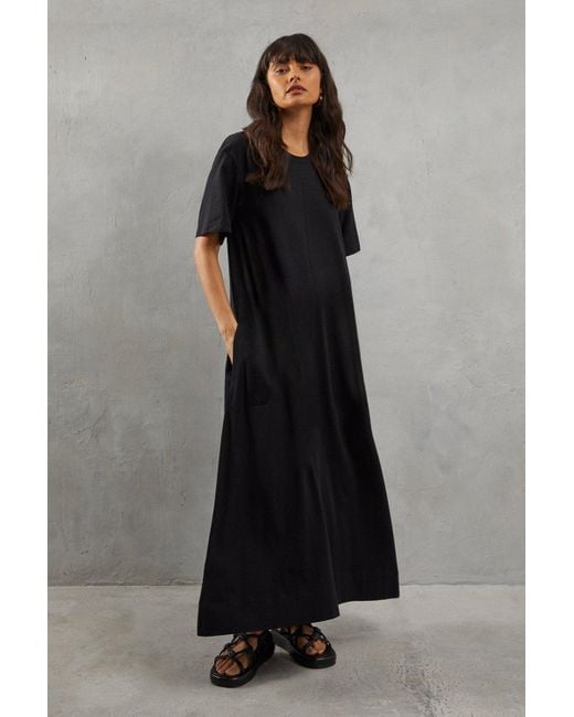 Warehouse Gray Plain Trapeze Midi Dress