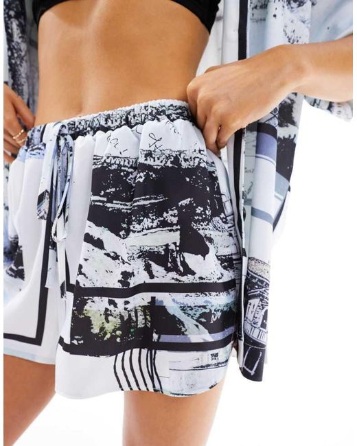 ASOS Blue Satin Co-Ord Short