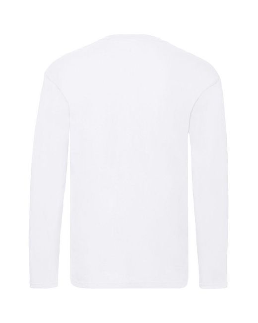 Fruit Of The Loom White Original Long Sleeve T-Shirt for men