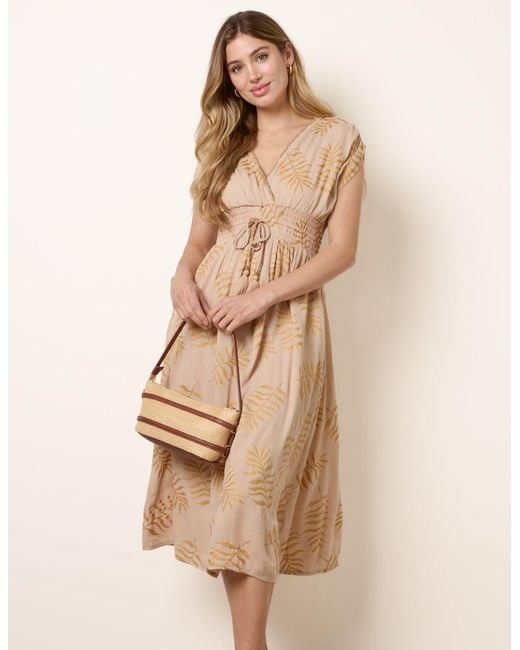 Blue Vanilla Natural Wrap Front Beaded Dress