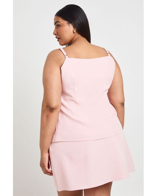 Boohoo Pink Plus Button Longline Waistcoat