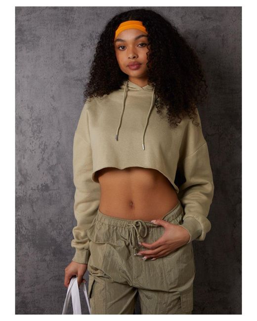 Pink Vanilla Gray Raw Hem Cropped Hoodie