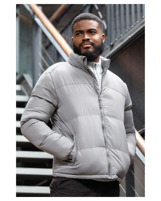 Brave Soul Grey 'davis' Funnel Neck Padded Jacket in Grey for Men | Lyst UK