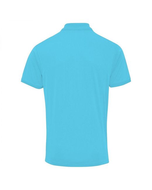 PREMIER Blue Coolchecker Pique Short Sleeve Polo T-Shirt for men