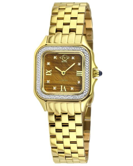 Gv2 Metallic Milan Tiger Eye Dial Ipyg Stainless Steel Bracelet Watch