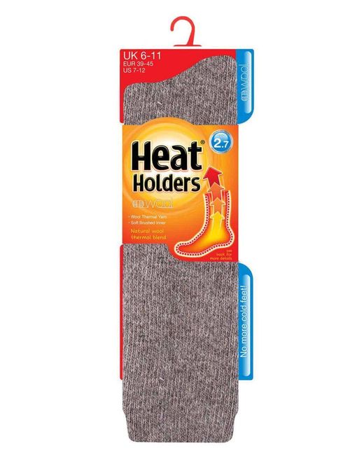 Heat Holders Gray Extra Long Heavy 2.7 Tog Knee High Thermal Wool Rich Socks for men