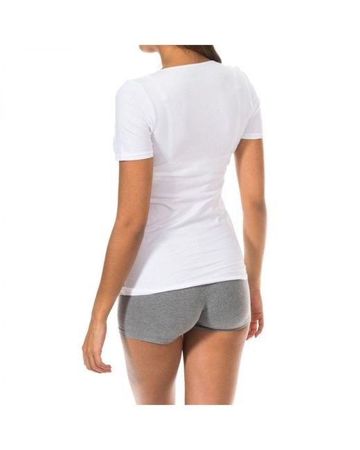 Janira Fresh T-shirt Met Korte Mouwen En V-hals In Lichte Stof 1045207 Dames in het White
