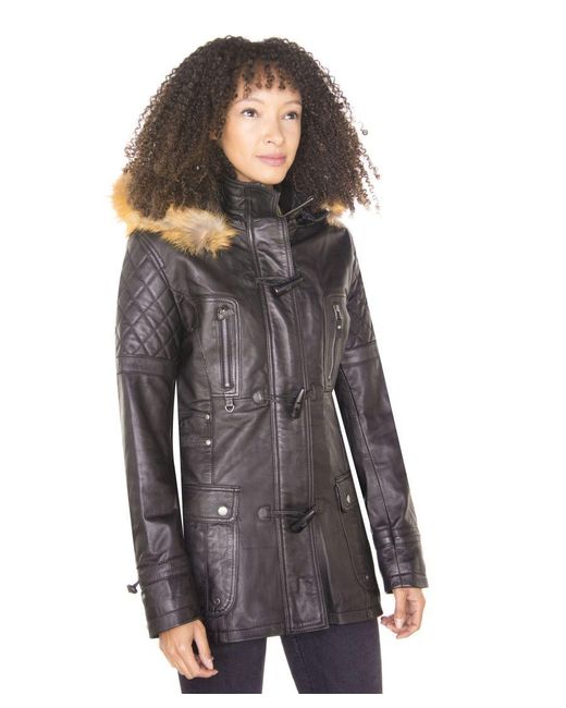 Infinity Leather Gray Quilted Parka Jacket-Brussels