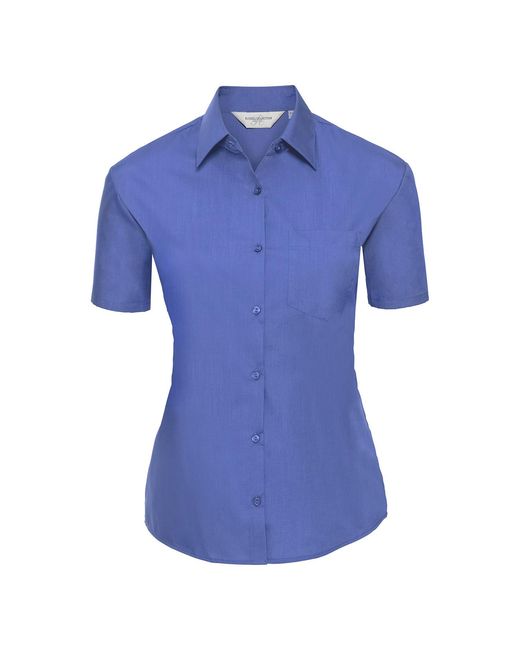 Russell Blue Collection /Ladies Poplin Easy-Care Short-Sleeved Shirt (Corporate)