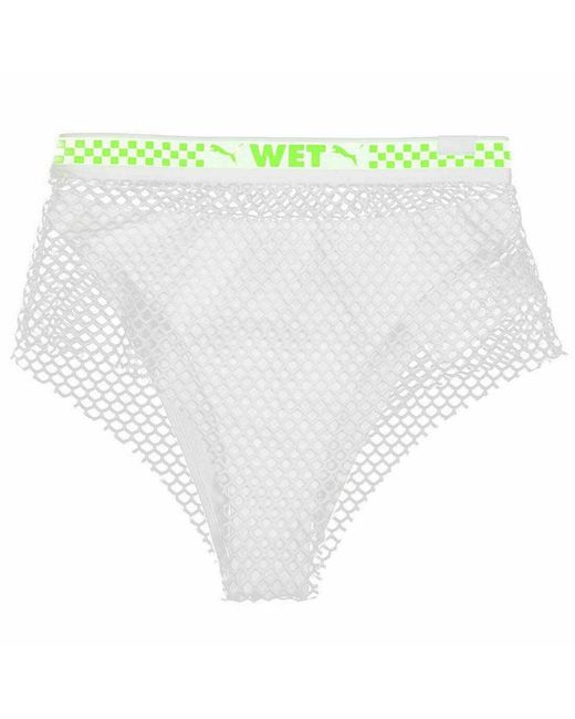 PUMA White X Rihanna Fenty Mesh-Trimmed Bikini Bottoms Textile