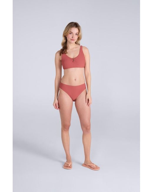 Mountain Warehouse Red 'Florence' Ribbed Bikini Bottoms Chlorine Resistant Quick Dry Stretchy Swimwear Polyamide