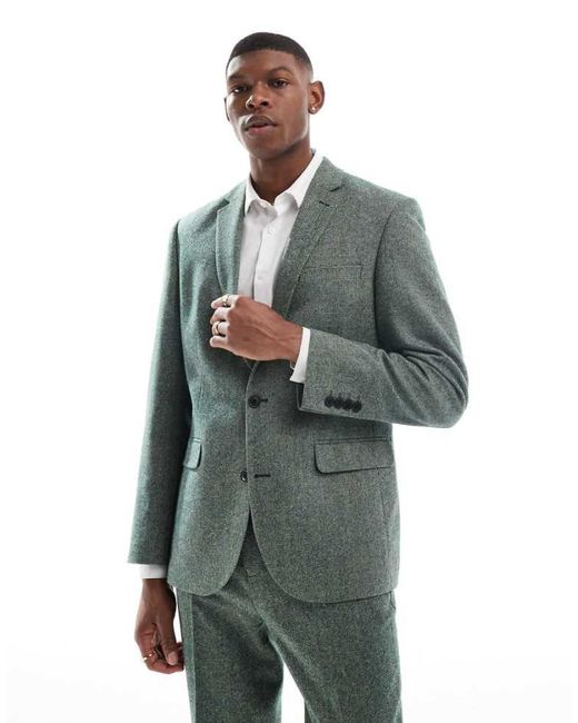 ASOS Green Slim Fit Wool Mix Suit Jacket for men