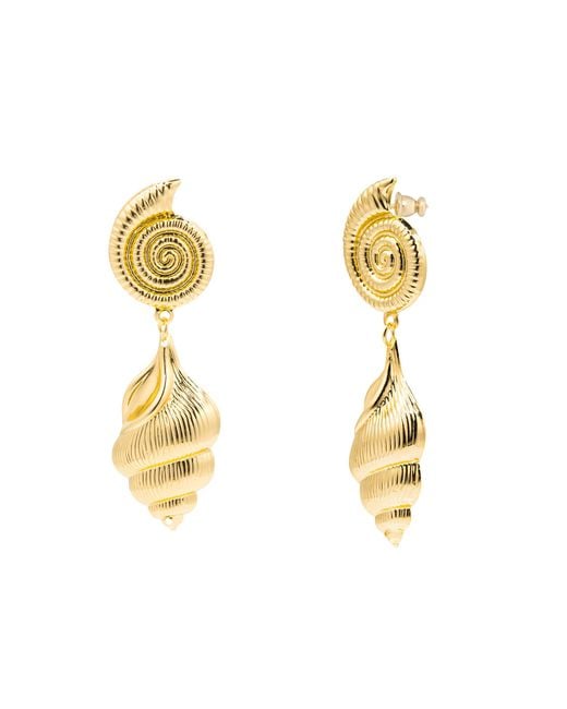The Jewellery Stockroom Metallic Plated Statement Seashell Drop Earrings