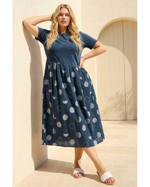 Roman Blue Curve Asymmetric Waist Midi Dress