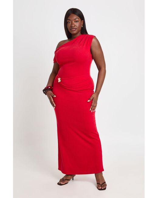Boohoo Plus Textured Flower Trim Maxi Dress