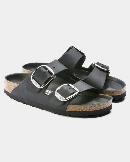 Birkenstock Black Arizona Big Buckle Oiled Leather Sandals
