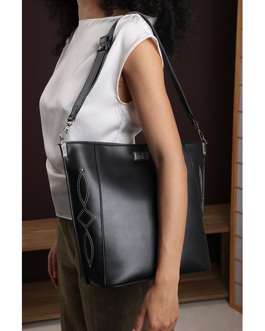 Where's That From Black 'Kelp' Tote Handbag For With Minimal Stitch Detail