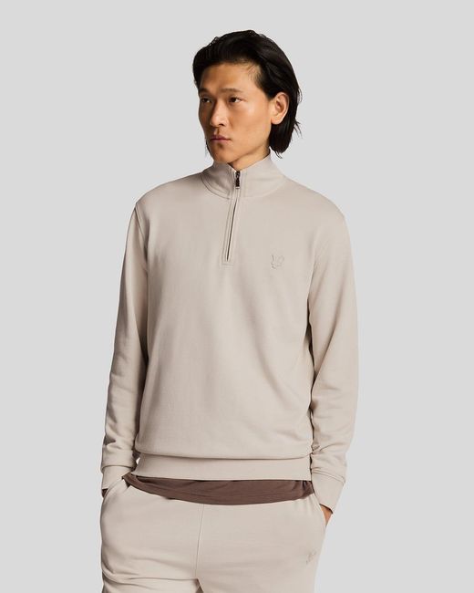 Lyle & Scott Natural Superfine Cotton 1/4 Zip Sweatshirt for men