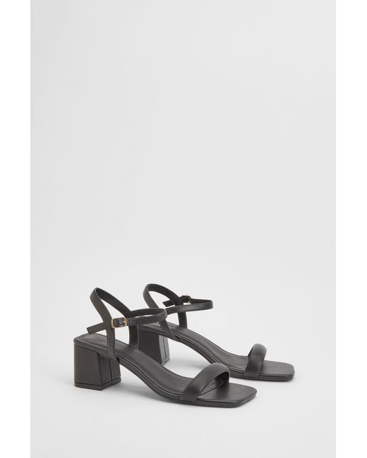 Boohoo Black 2 Part Padded Strap Block Heels