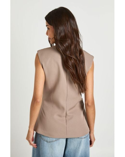 Boohoo Brown V-Neck Pocket Detail Waistcoat