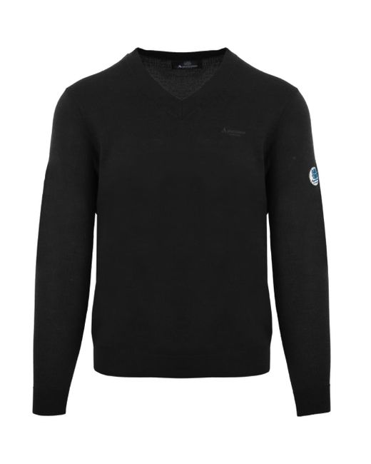 Aquascutum Black Plain V-Neck Jumper Material_Wool1 for men