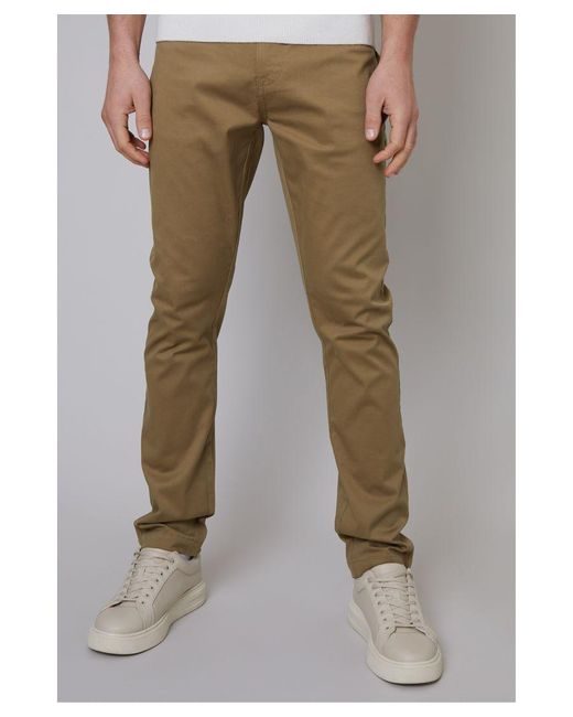 Threadbare Natural Light 'Ego' Cotton Slim Fit 5 Pocket Chino Trousers With Stretch for men