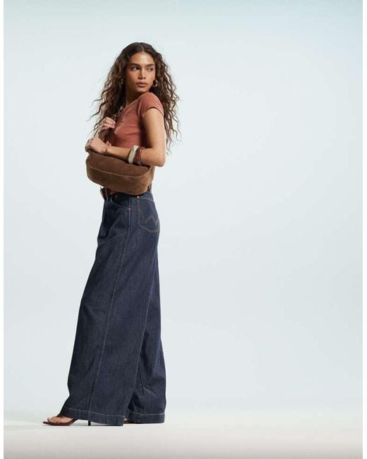 Wrangler Blue Co-Ord Denim Pleated Wide Leg Trouser