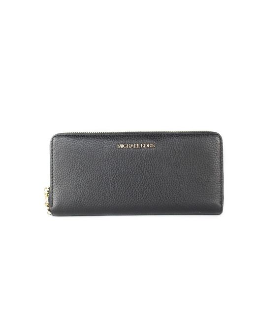 Michael Kors Gray Jet Set Travel Large Pebble Leather Continental Wrist Wallet