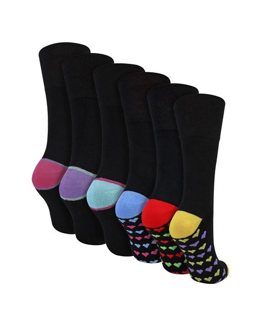 Sock Snob Black 6 Pack Ladies Bamboo Non Elastic Socks Soft Breathable Everyday Comfort