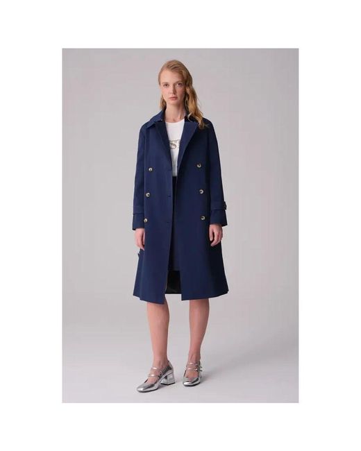 GUSTO Blue Classic Trench Coat