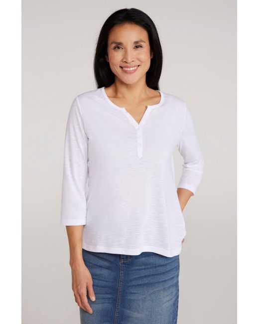 Mountain Warehouse White 'Paphos' ¾ Sleeve Button Top Sun Protection Summer Holiday Casual Tee