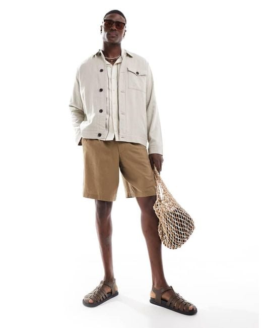 Threadbare Gray Linen Rich Button Down Jacket for men