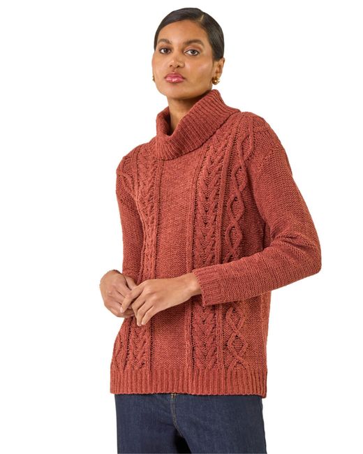 Roman Red Chenille Roll Neck Knit Jumper