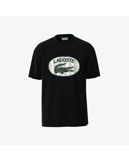 Lacoste Regular Fit T-shirt Met Monogram Print In Zwart in het Black voor heren