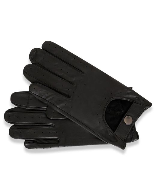 Barney's Originals Black Leather Driving Gloves for men